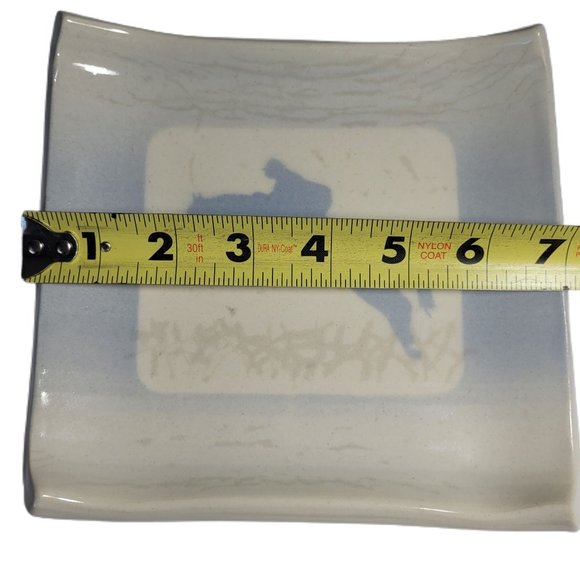 Fran Hogan Santa Fe Rare Horse and Rider Vintage Blue and White Decor Tray Plate - Picture 5 of 5